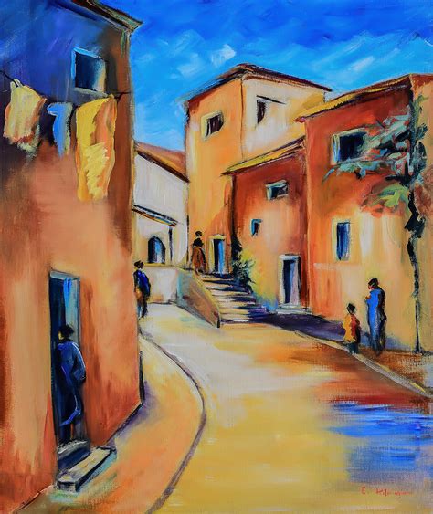 Village Street in Tuscany Painting by Elise Palmigiani - Pixels