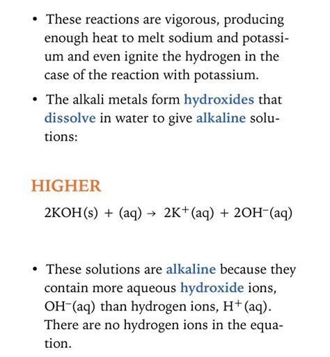 Alkali metals react with water to produce hydroxides.