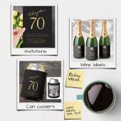 Seventy Black Gold 70th Birthday Party Invitation | Zazzle