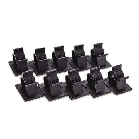 10pcs Adjustable Cable Clips Clamps 16mm Black Adhesive Backed Nylon Wire adhesive cable clamp ...