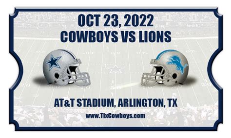 Dallas Cowboys vs Detroit Lions Football Tickets | 10/23/22