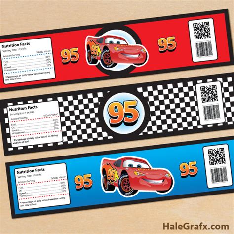 FREE Printable Disney Cars lightning McQueen Water Bottle Labels