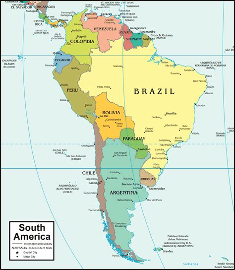 South America Map and Satellite Image