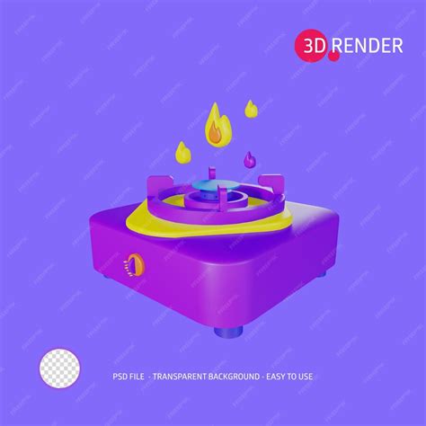 Premium PSD | 3d render icon stove