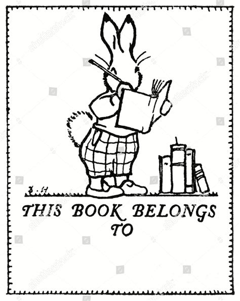 Bookplate Design Showing Rabbit Writing His Editorial Stock Photo - Stock Image | Shutterstock