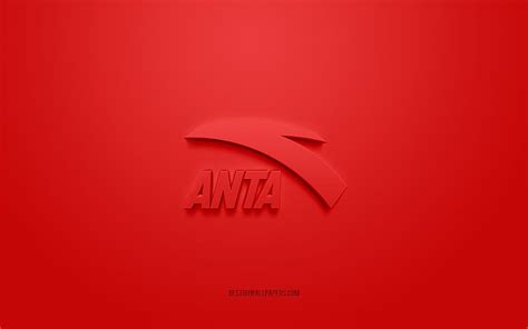 Anta logo, red background, Anta 3d logo, 3d art, Anta, brands logo, red 3d Anta logo, HD ...