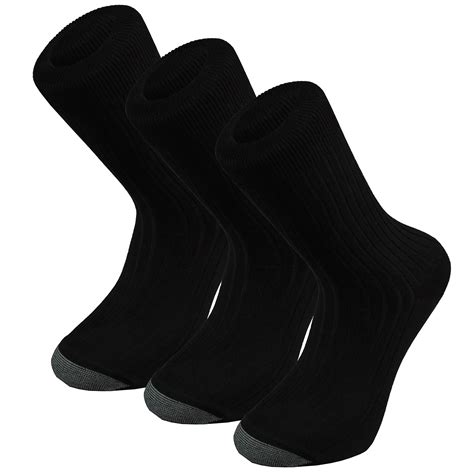 Men's Cotton Ribbed Black Dress Socks,3 Pack,Sock Size 9.5-11 - Walmart.com