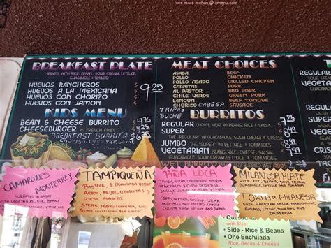 Menu at El Parian Taqueria restaurant, North Highlands, Watt Ave