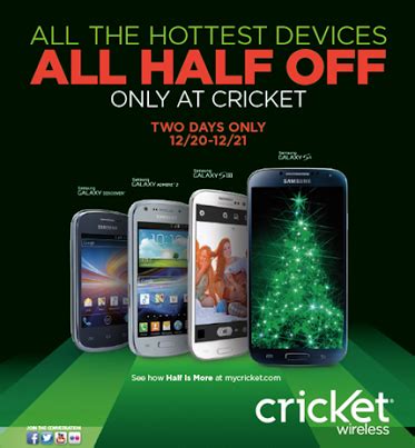 Half off Cricket Smartphones 12/20 & 12/21 Only!