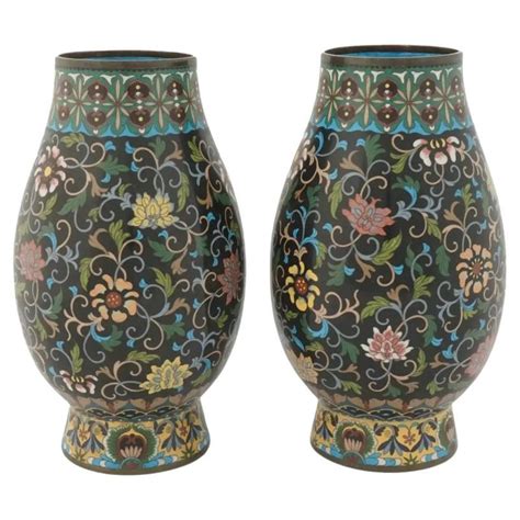 Antique Meiji Era Japanese Cloisonné Enamel Vases For Sale at 1stDibs