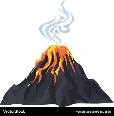 Lava eruption volcano icon cartoon style Vector Image