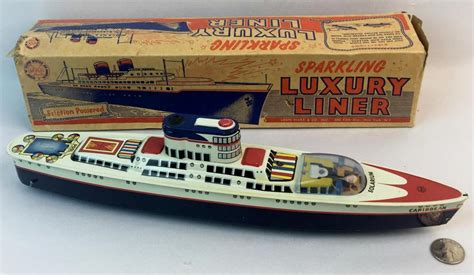 Lot - Vintage 1950's Marx Toys Tin Litho Sparkling Luxury Liner Cruise ...