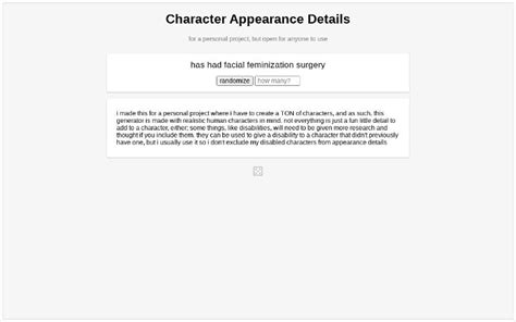 Character Appearance Details ― Perchance Generator