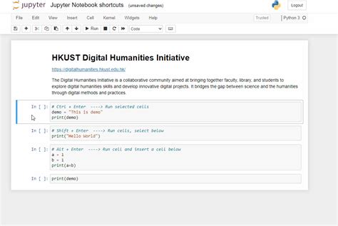 Jupyter Notebook tips and shortcuts - HKUST Digital Humanities Initiative