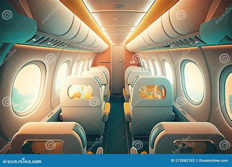 Interior of a Small Airplane Cabin with Comfortable Seats, Overhead ...