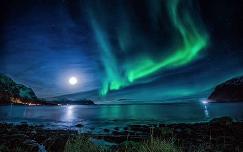 Aurora Borealis Moon Night, HD Nature, 4k Wallpapers, Images, Backgrounds, Photos and Pictures
