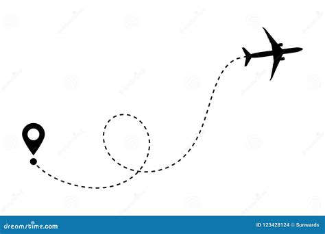 Aircraft Clip Art Icon With Route Path Track In Blue Black White ...