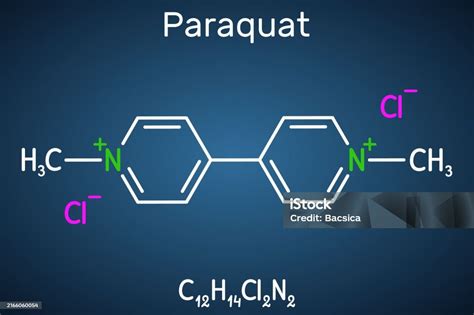 Paraquat Methyl Viologen Molecule It Is Herbicide Pesticide Structural Chemical Dark Blue ...