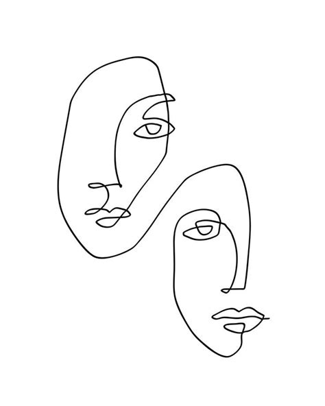 One Line Drawing Face | Face line drawing, Line art drawings, Line art design