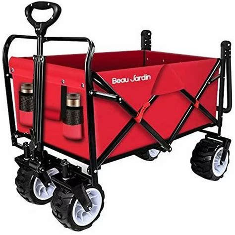 Folding Push Pull Wagon Collapsible Cart 300 Pound Capacity Utility ...