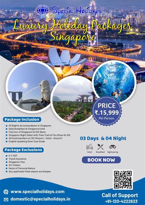 an advertisement for the singapore holiday packages in front of a cityscape with images of buildings