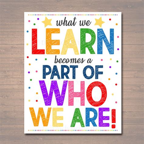 PRINTABLE What We Learn Becomes a Part of Who We Are Poster ...