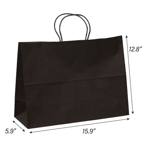 Fashion 16 x 6 x 12" Matte Black Paper Shopping Bags | Okanagan Bag & Box