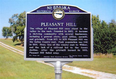 Nebraska Historical Marker: Pleasant Hill - E Nebraska History