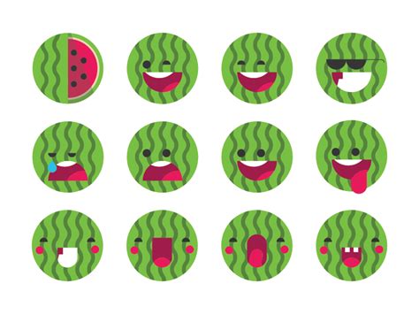 Watermelon Emoji Set by Ema Dimitrova on Dribbble