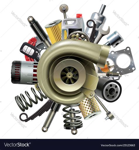 Car parts with turbocharger Royalty Free Vector Image