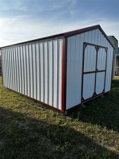 12×16 Red & White Metal Utility Shed - Shed Genius