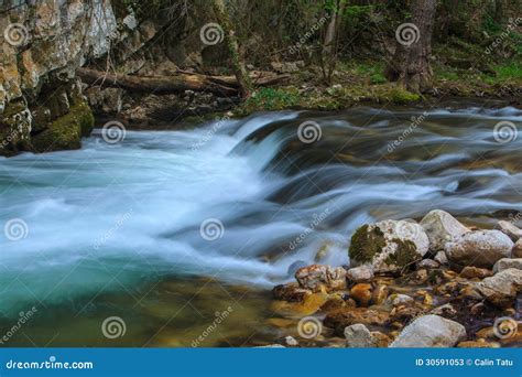 Mountain Stream and Waterfalls in the Forest in Spring Stock Image ...