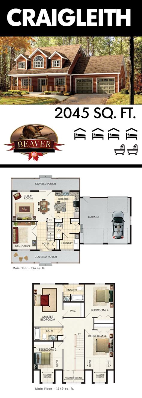 Craigleith | Beaver homes and cottages, House plans, Garage floor plans