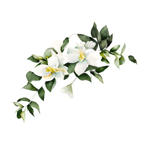 White Jasmine Watercolor Background, Botanical Illustration, Watercolor Illustrations ...