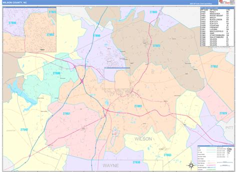 Wilson County, NC Wall Map Color Cast Style by MarketMAPS - MapSales