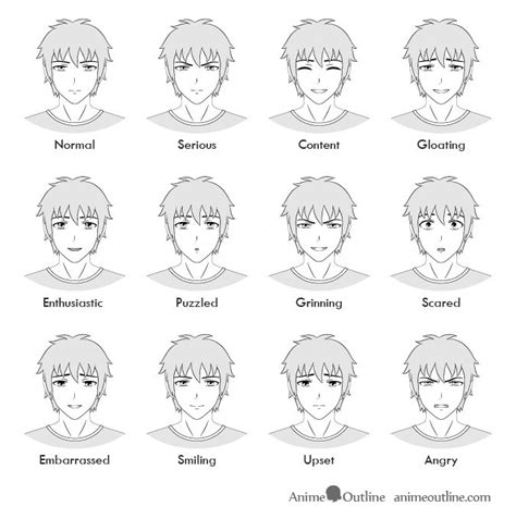 Anime male facial expressions chart | Anime faces expressions, Anime ...