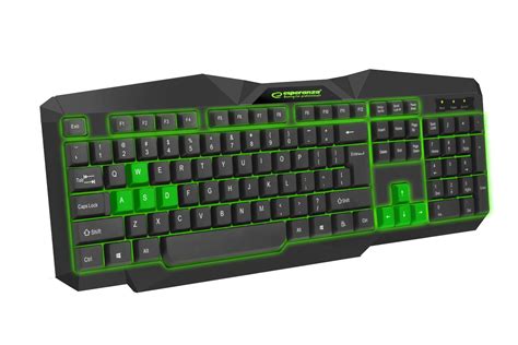 Tastatura gaming iluminata cu LED verde , design profesional gaming, forma ergonomica, USB ...