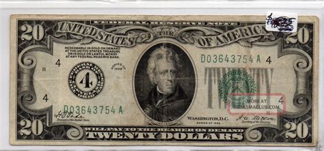 1928 Series Federal Reserve Note $20 Twenty Dollar Bill Vf Cleveland