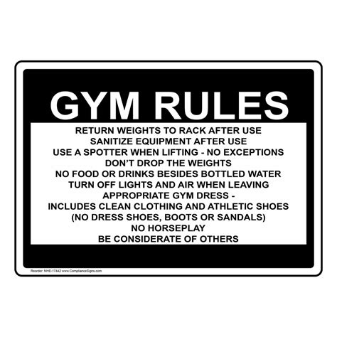 Recreation Gym / Fitness Center Sign - Gym Rules