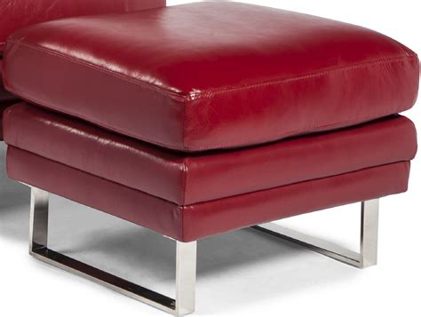 Melbourne Berry Red Leather Ottoman from Lazzaro | Coleman Furniture