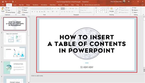 Table of Contents in PowerPoint - How to Add Guide