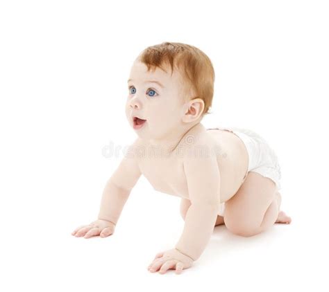 Crawling Curious Baby Looking Up Stock Image - Image of daughter, funny ...