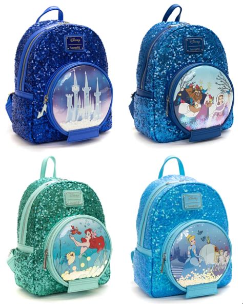 Exclusive Loungefly Disney Princess, Snow Globe, Mini Backpacks At Pink ...