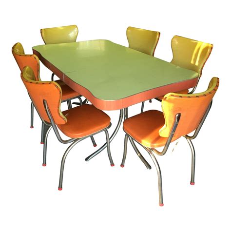 Mid Century Retro Formica Dining Table and Chairs- 7 Pieces | Chairish