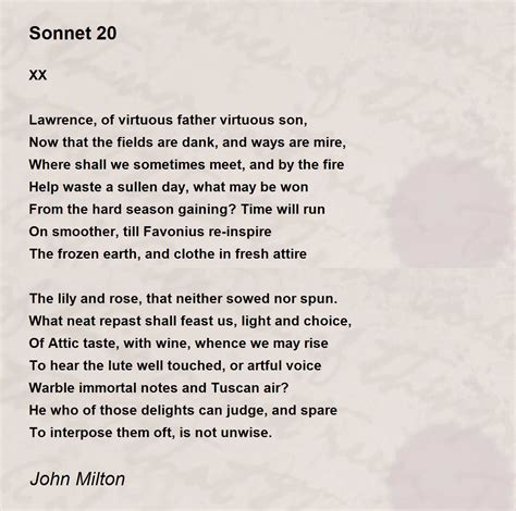 Sonnet 20 - Sonnet 20 Poem by John Milton