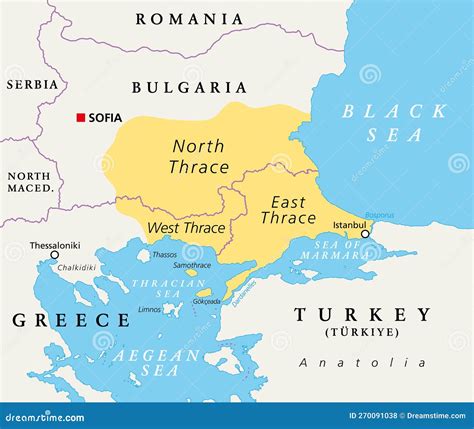 Thrace, Geographical And Historical Region In Europe, Political Map ...