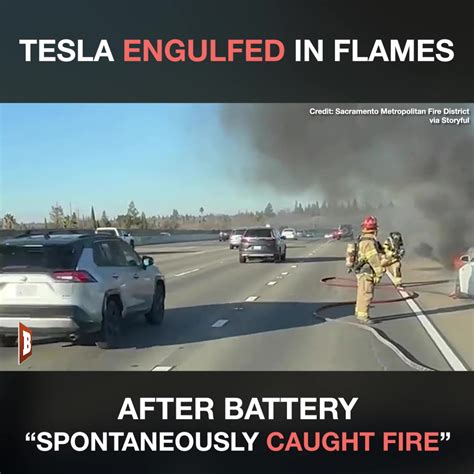 Tesla Engulfed in Flames After Battery "Spontaneously Caught Fire ...