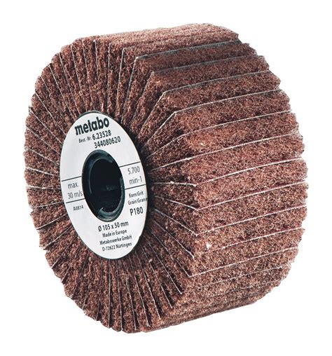 METABO Non-Woven, Straight, Mounted Flap Wheel, Aluminum Oxide, 4-1/8 ...