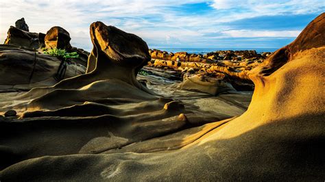 landscape, nature, rock, blue, sky, horizon, sunlight, rock formation HD Wallpaper