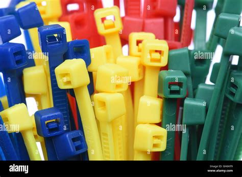 Group of colored cable ties close up Stock Photo - Alamy